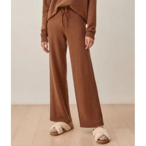 Reformation Pants - Reformation Cashmere Sweater Knit Pants Womens S Cinnamon Brown Drawstring Waist